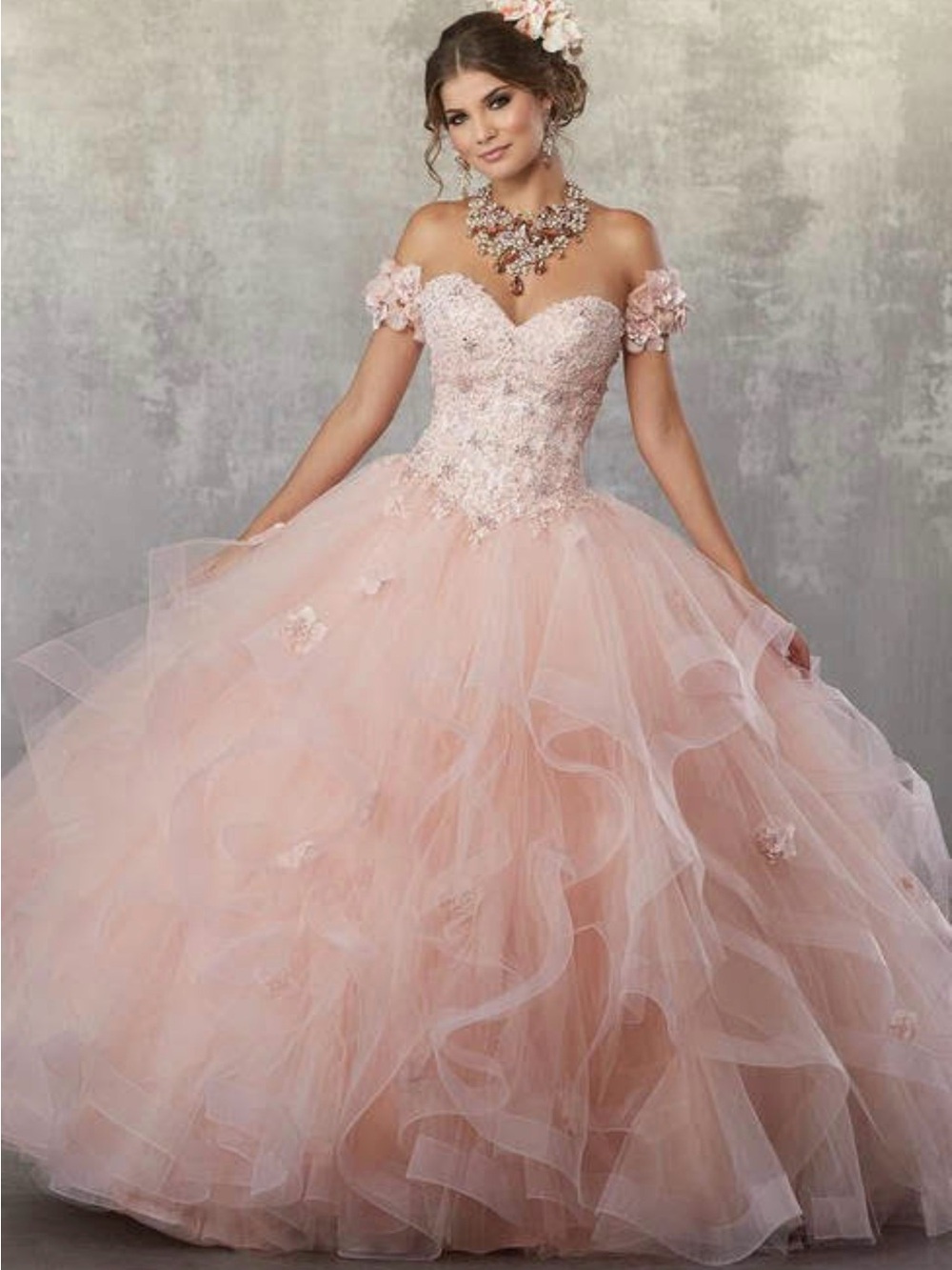 Off-Shoulder Pink Ball Gown Dress
